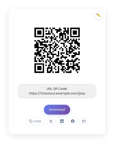 QR code generated by StackQR for a sample checkout URL