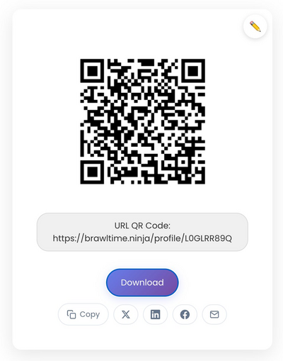 QR code generated in StackQR for a Brawl Stars profile link