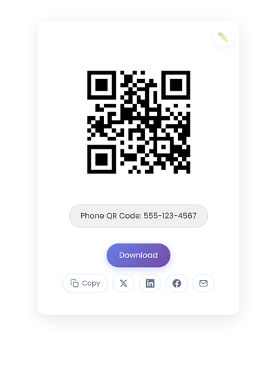 QR code generated by StackQR for a sample phone tel: link