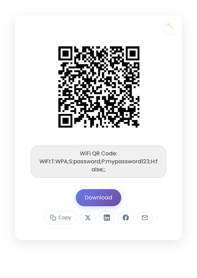 QR code generated by StackQR for a sample WiFi network using plain English input