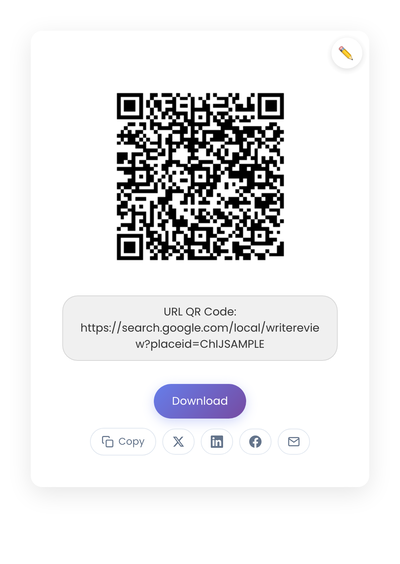 QR code generated by StackQR for a sample Google review link