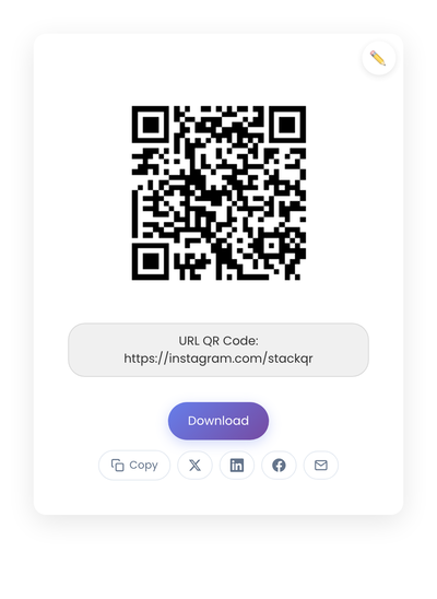 QR code generated by StackQR for a sample Instagram profile URL