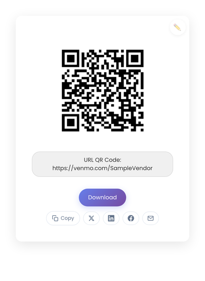 Venmo payment QR code generated on StackQR