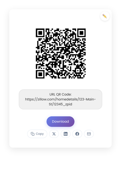 QR code generated by StackQR for a sample real estate listing