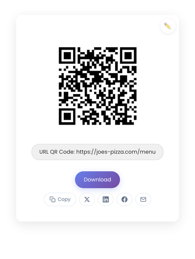QR code generated by StackQR for a sample restaurant menu URL