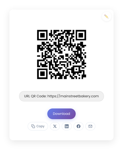 QR code generated by StackQR for a sample small business URL