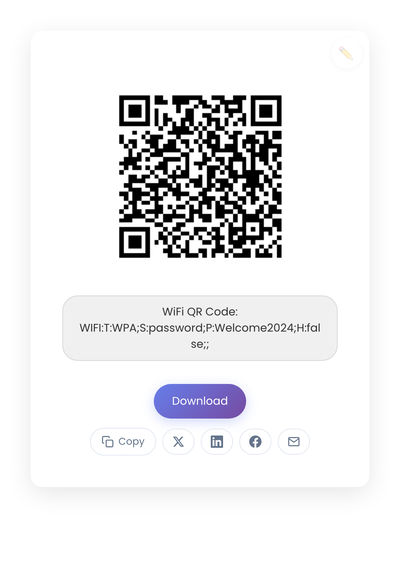 QR code generated by StackQR for a sample guest WiFi network